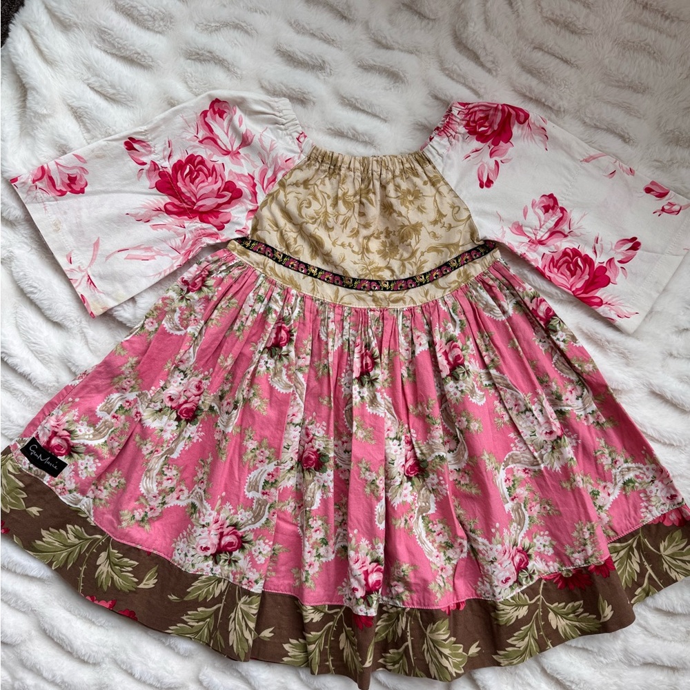 Floral Pink and Brown Dress